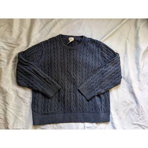 Vintage L.L. Bean Sweater Blue Cable Knit Crewneck Pullover Mens Size 2XL